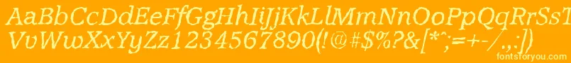AccoladerandomItalic Font – Yellow Fonts on Orange Background