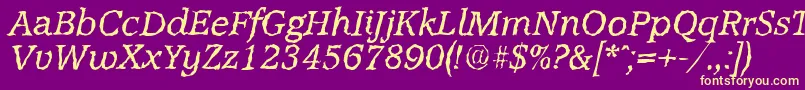 AccoladerandomItalic Font – Yellow Fonts on Purple Background