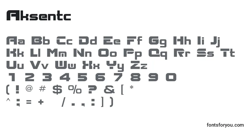 Schriftart Aksentc – Alphabet, Zahlen, spezielle Symbole