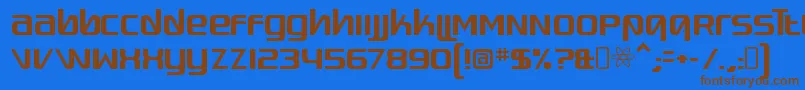 フォントQuadaptorRegular – 茶色の文字が青い背景にあります。