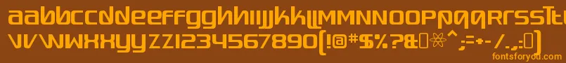 フォントQuadaptorRegular – オレンジ色の文字が茶色の背景にあります。