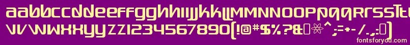 フォントQuadaptorRegular – 紫の背景に黄色のフォント