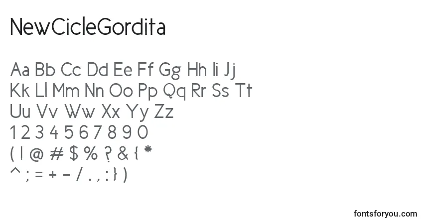 Шрифт NewCicleGordita – алфавит, цифры, специальные символы