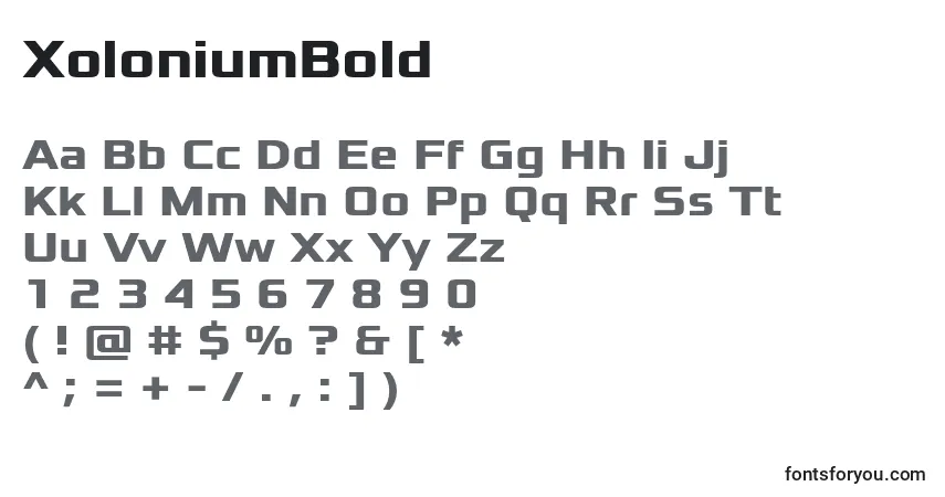 Шрифт XoloniumBold (38509) – алфавит, цифры, специальные символы