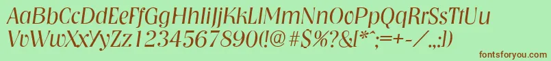 NashvilleserialLightItalic Font – Brown Fonts on Green Background