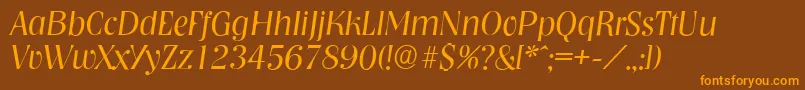 NashvilleserialLightItalic Font – Orange Fonts on Brown Background