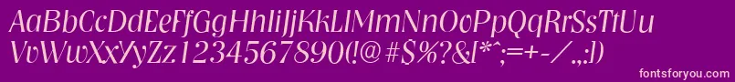 NashvilleserialLightItalic Font – Pink Fonts on Purple Background