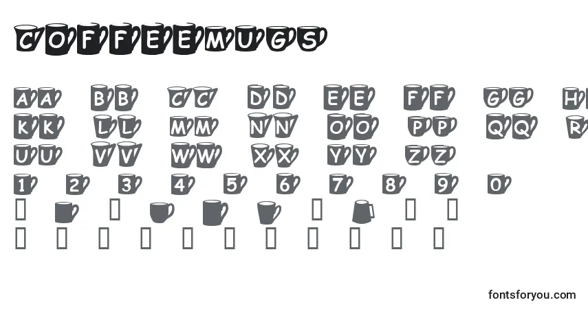 Fuente Coffeemugs - alfabeto, números, caracteres especiales