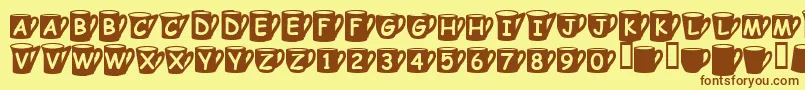 Coffeemugs Font – Brown Fonts on Yellow Background