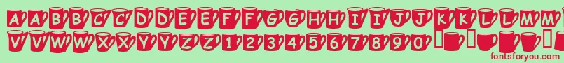 Coffeemugs Font – Red Fonts on Green Background