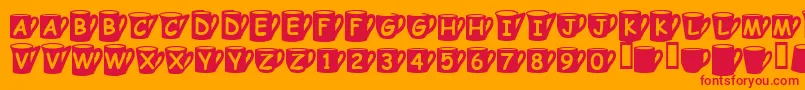 Fonte Coffeemugs – fontes vermelhas em um fundo laranja