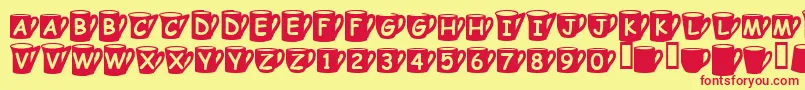 Coffeemugs Font – Red Fonts on Yellow Background