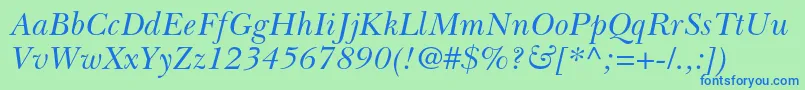 BaskervillecyrltstdIncline Font – Blue Fonts on Green Background