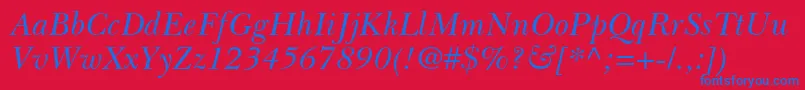 BaskervillecyrltstdIncline Font – Blue Fonts on Red Background