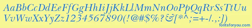 BaskervillecyrltstdIncline Font – Blue Fonts on Yellow Background