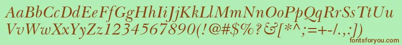 BaskervillecyrltstdIncline Font – Brown Fonts on Green Background