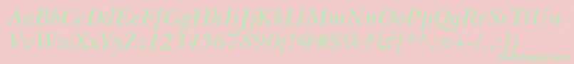 BaskervillecyrltstdIncline Font – Green Fonts on Pink Background
