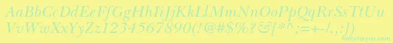 BaskervillecyrltstdIncline Font – Green Fonts on Yellow Background