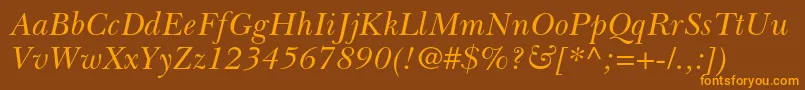 BaskervillecyrltstdIncline Font – Orange Fonts on Brown Background