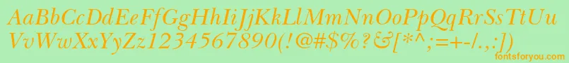 BaskervillecyrltstdIncline Font – Orange Fonts on Green Background
