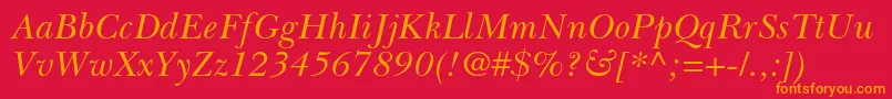 BaskervillecyrltstdIncline Font – Orange Fonts on Red Background