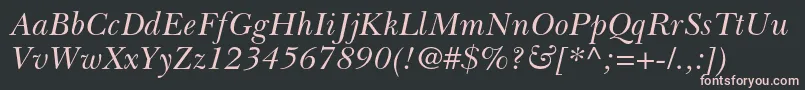 BaskervillecyrltstdIncline Font – Pink Fonts on Black Background