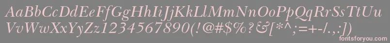 BaskervillecyrltstdIncline Font – Pink Fonts on Gray Background