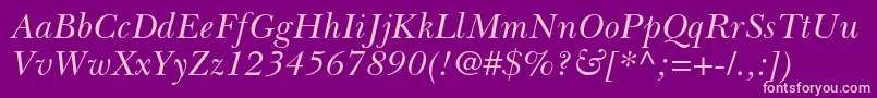 BaskervillecyrltstdIncline Font – Pink Fonts on Purple Background