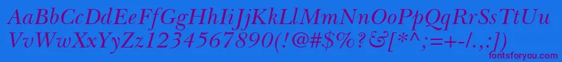 BaskervillecyrltstdIncline Font – Purple Fonts on Blue Background
