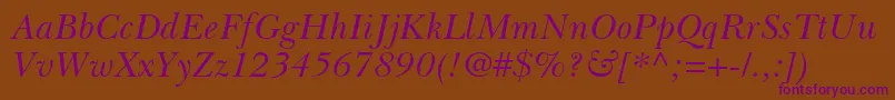 BaskervillecyrltstdIncline Font – Purple Fonts on Brown Background