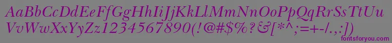 BaskervillecyrltstdIncline Font – Purple Fonts on Gray Background