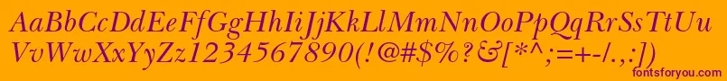 BaskervillecyrltstdIncline Font – Purple Fonts on Orange Background