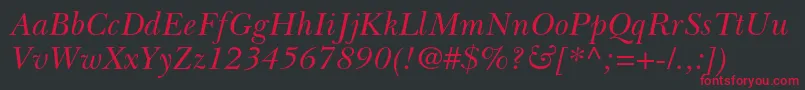 BaskervillecyrltstdIncline Font – Red Fonts on Black Background