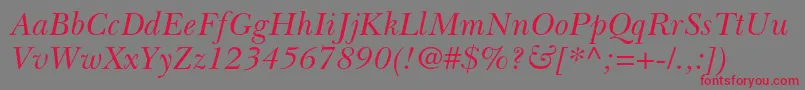 BaskervillecyrltstdIncline Font – Red Fonts on Gray Background