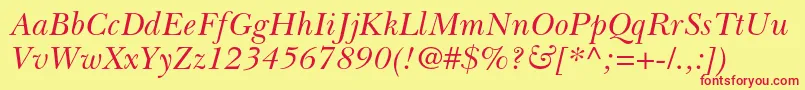 BaskervillecyrltstdIncline Font – Red Fonts on Yellow Background