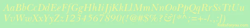 BaskervillecyrltstdIncline Font – Yellow Fonts on Green Background