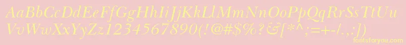 BaskervillecyrltstdIncline Font – Yellow Fonts on Pink Background
