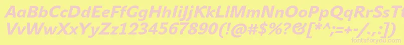 JohnsansMediumProBoldItalic Font – Pink Fonts on Yellow Background