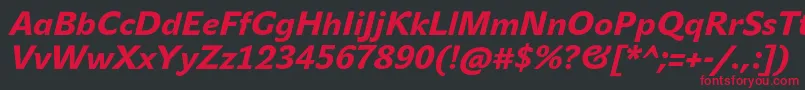 フォントJohnsansMediumProBoldItalic – 黒い背景に赤い文字