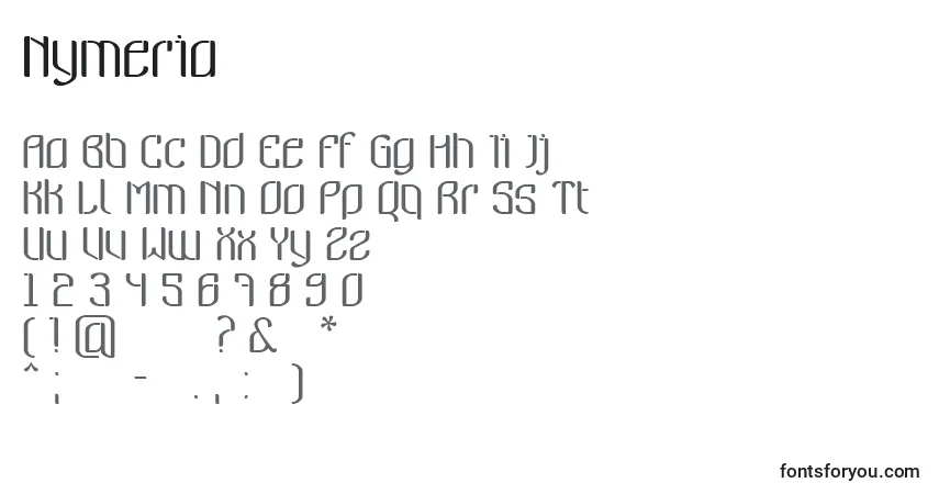 Шрифт Nymeria – алфавит, цифры, специальные символы