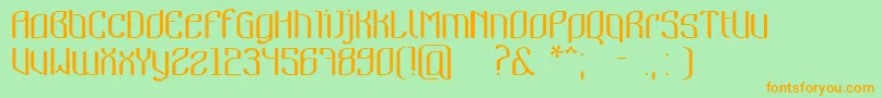 フォントNymeria – オレンジの文字が緑の背景にあります。