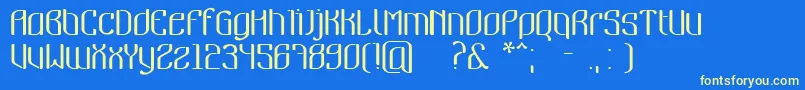 Nymeria Font – Yellow Fonts on Blue Background