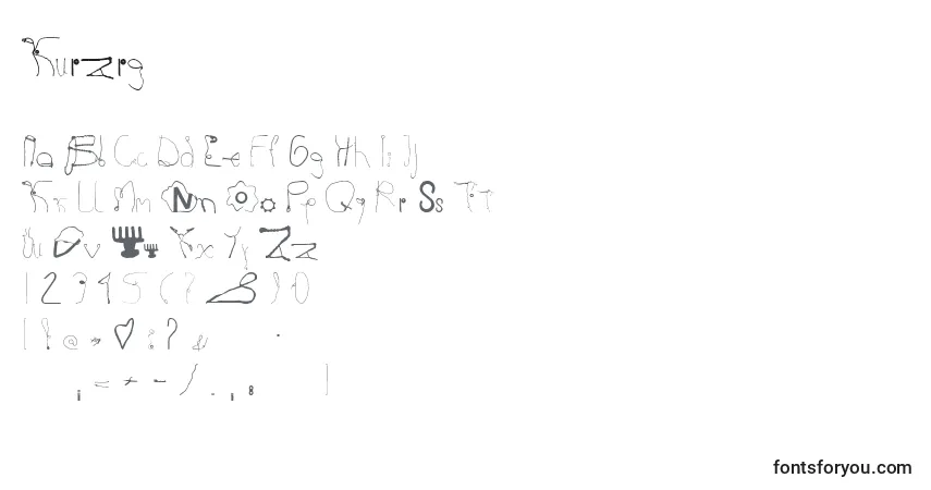 Schriftart Kurzrg – Alphabet, Zahlen, spezielle Symbole