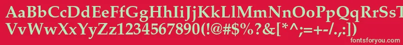 フォントPalatinoltstdBold – 赤い背景に緑の文字