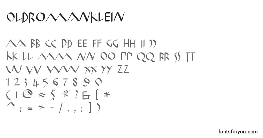 A fonte Oldromanklein – alfabeto, números, caracteres especiais