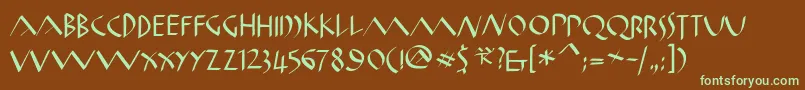 Oldromanklein-fontti – vihreät fontit ruskealla taustalla