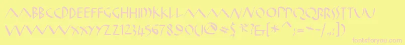 Czcionka Oldromanklein – różowe czcionki na żółtym tle