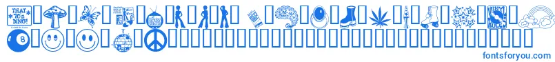 Czcionka That70sDingBv – niebieskie czcionki na białym tle
