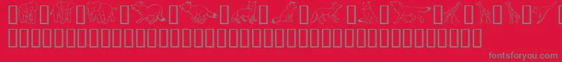 GeWildKingdomEToK-fontti – harmaat kirjasimet punaisella taustalla