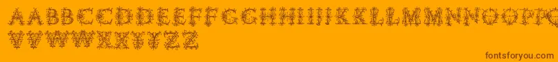 Vespasiansflorials-Schriftart – Braune Schriften auf orangefarbenem Hintergrund